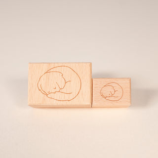 Sleeping Pups Curled Up Stamp